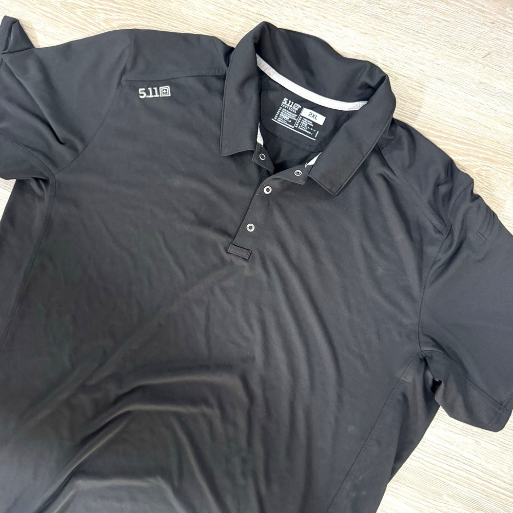 5.11 Tactical Black Paramount 100% Polyester Short Sleeve Polo Shirt Men's XXL